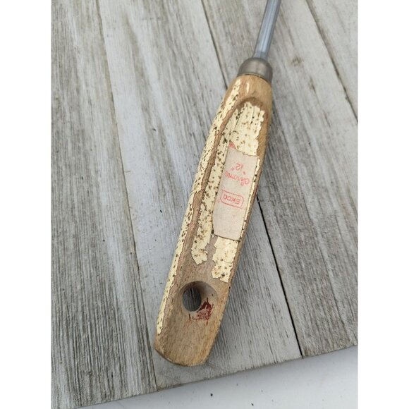 Vintage Ekco Chromium Plated Slotted Serving Spoon Wood Handle 12" - Picture 3 of 8